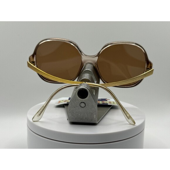 Vintage Oversize Sunglasses | Drop Temple Style | Brown Lens | Brown/Gold Frame - Picture 7 of 10